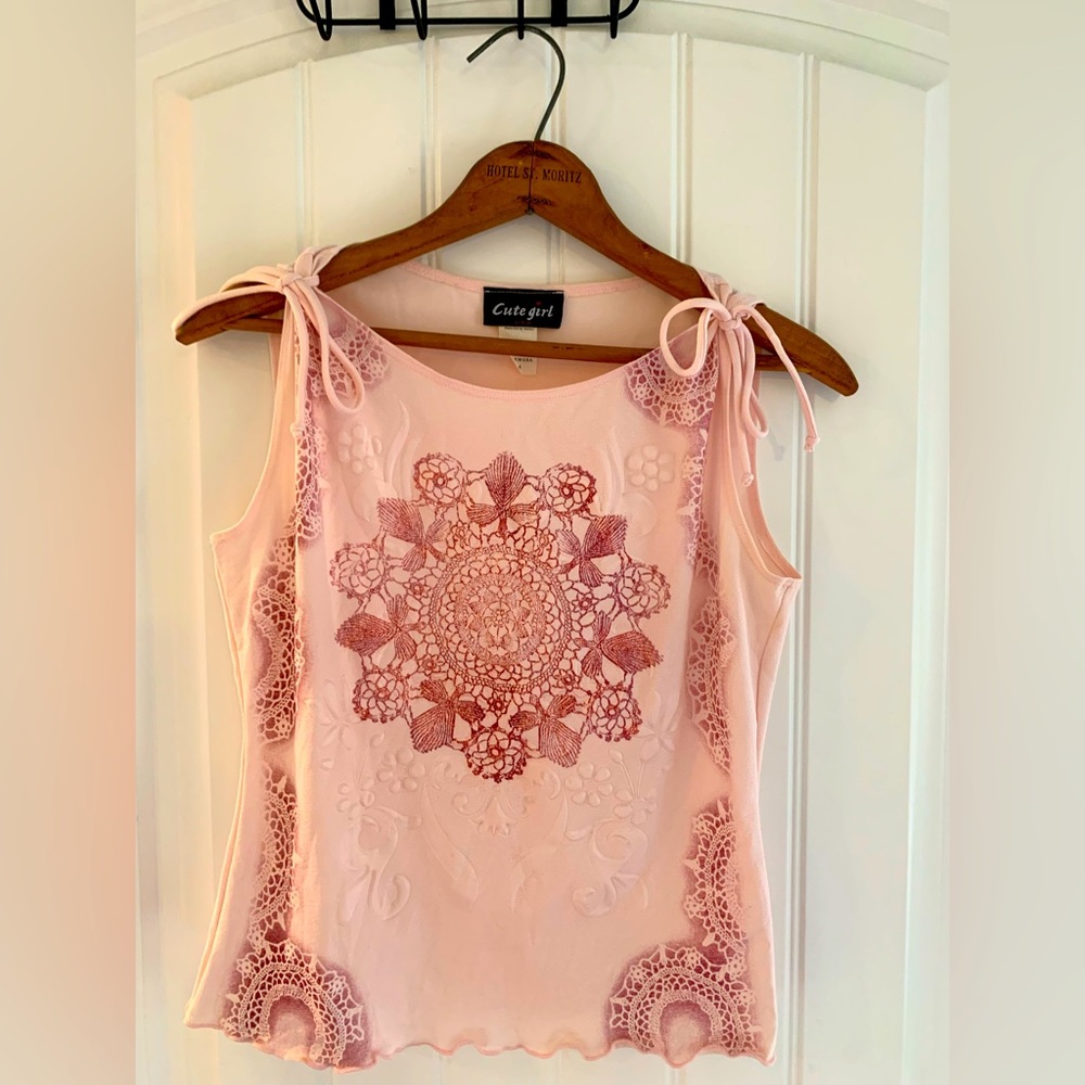 Vintage Cute Girl USA Tank Size M